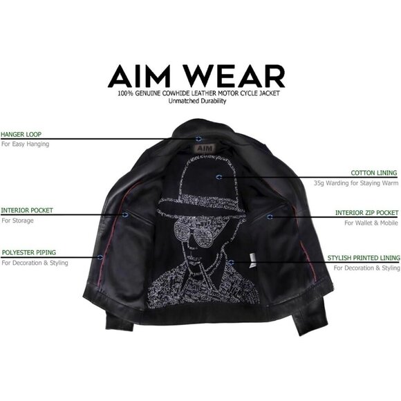 Men Black Casual Leather Jacket Geniune Cow Hide Motorcycle Style Perfecto Biker - Picture 8 of 8